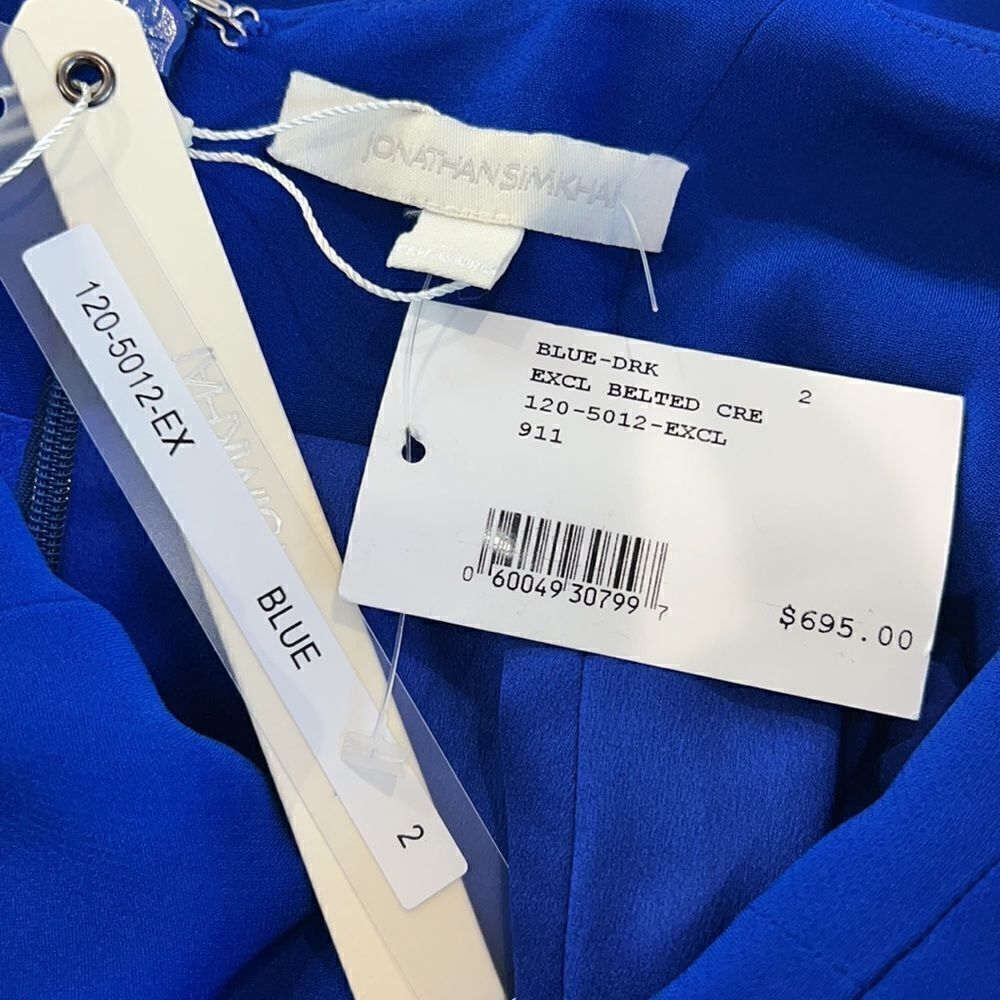 NWT Jonathan Simkhai Belted Crepe Wide
Leg Jumpsuit Royal Blue Size 2 - Picture 15 of 16